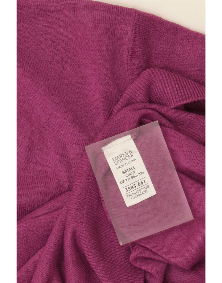 Marks & Spencer Męski sweter z dekoltem w kształcie litery V, mały, bordowy akryl