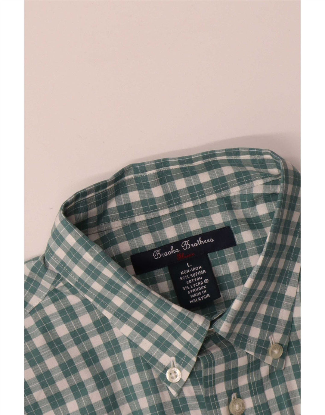 Męska koszula Brooks Brothers, duża, bawełniana w zieloną kratkę