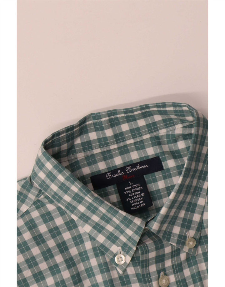 Męska koszula Brooks Brothers, duża, bawełniana w zieloną kratkę