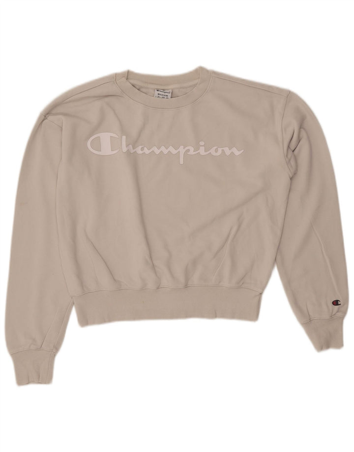 Damska bluza CHAMPION Crop Graphic Jumper UK 14 średni beż