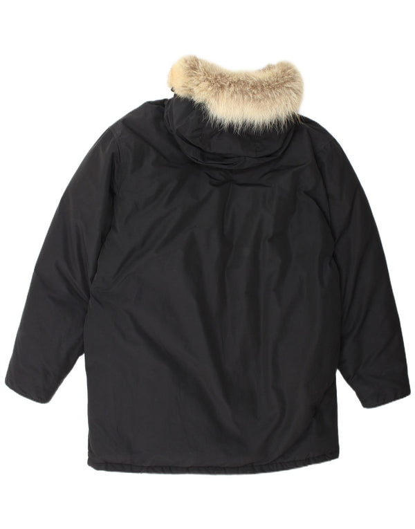 Męska kurtka parka z kapturem Woolrich UK 40, duża, czarna bawełna
