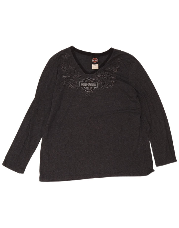 Damski top Harley Davidson z długim rękawem UK 20 2XL Szara bawełna