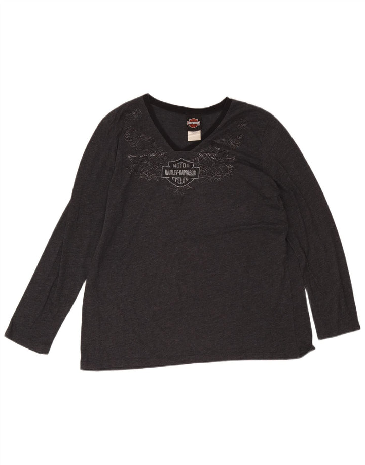 Damski top Harley Davidson z długim rękawem UK 20 2XL Szara bawełna