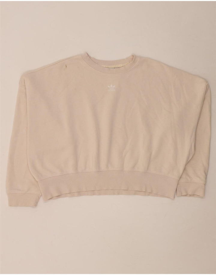 Bluza damska Adidas Crop Oversized Sweter UK 14 Średnia beżowa bawełna