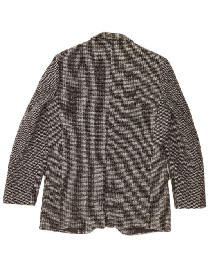 Męska marynarka zapinana na 2 guziki Harris Tweed UK 38 w średnią szarą kratkę