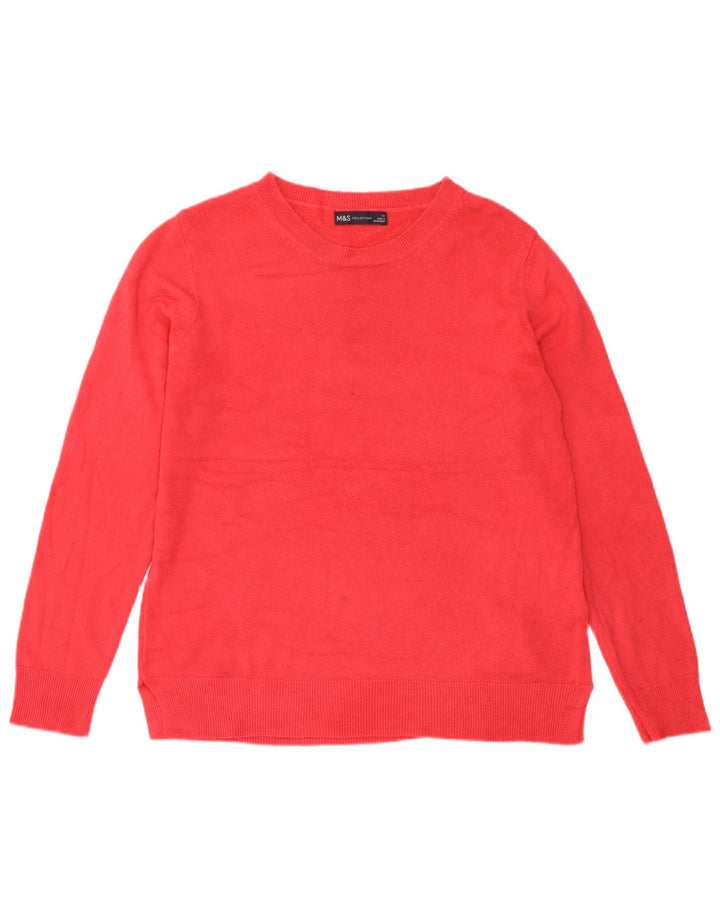 Marks & Spencer Damski sweter z okrągłym dekoltem, UK 12, średni różowy akryl