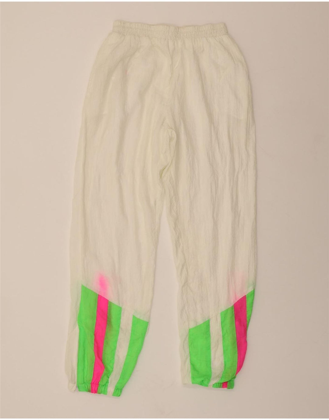 VINTAGE Mens Tracksuit Trousers Joggers Medium  White Colourblock Vintage Vintage and Second-Hand Vintage from Messina Hembry 