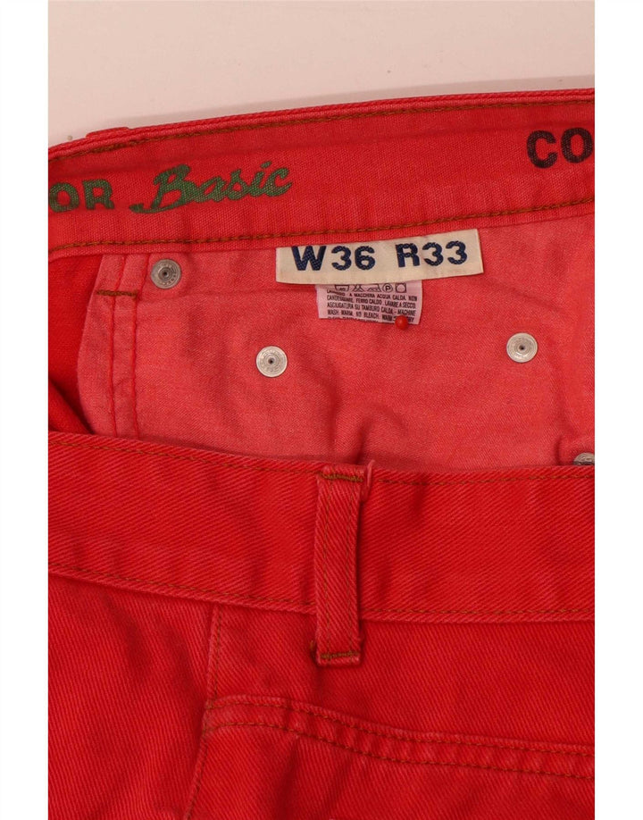 Vintage męskie proste dżinsy W36 L31 czerwona bawełna