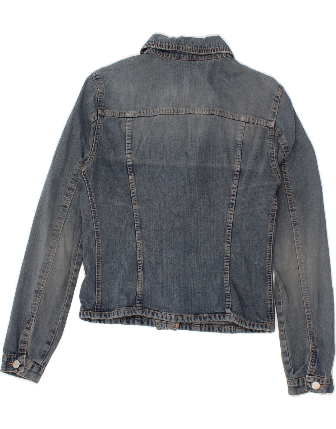 BENETTON Womens Crop Denim Jacket UK 10 Small Blue Cotton Vintage Benetton and Second-Hand Benetton from Messina Hembry 