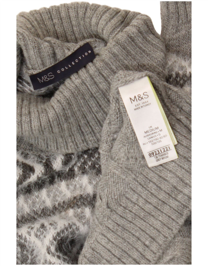 Sweter damski Marks & Spencer z wywijanym dekoltem, UK 14, średni szary