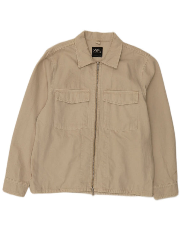 Kurtka męska Zara UK 42 XL, beżowa, bawełniana
