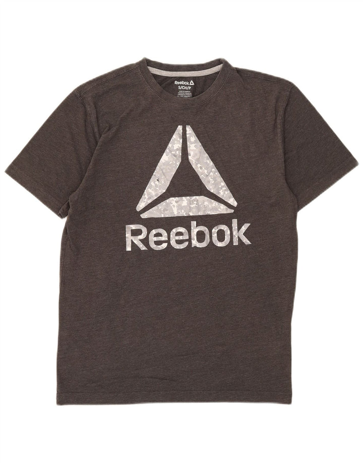 Męski T-shirt Reebok z grafiką, mały, szary, bawełniany