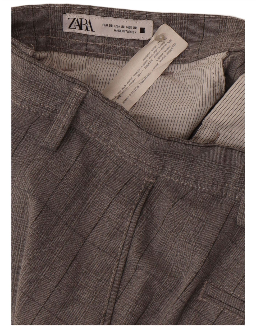 Męskie spodnie chino Zara EU 38 Small W30 L28 Szary poliester w kratę