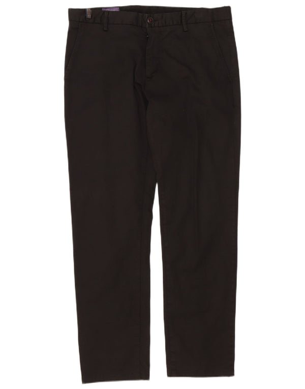 Męskie proste spodnie chino w stylu vintage IT 48 Medium W34 L30 Czarna bawełna