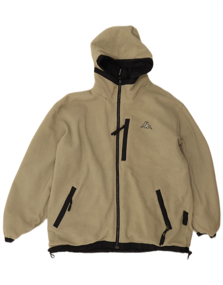 Męska dwustronna kurtka wiatrówka Kappa z kapturem UK 36, mały czarny poliester