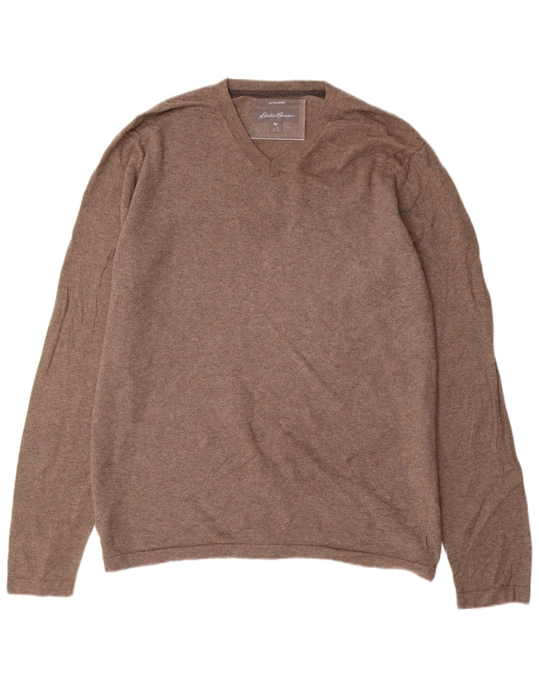 EDDIE BAUER Męski sweter z dekoltem w kształcie litery V, duży, szary, bawełniany