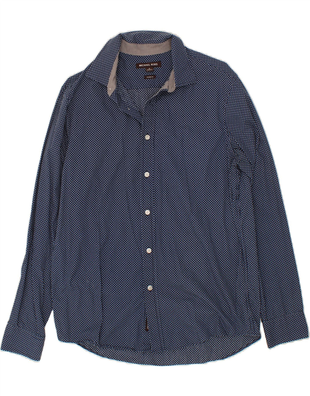 MICHAEL KORS Mens Abstract Pattern Classic Fit Shirt Medium Navy Blue Vintage Michael Kors and Second-Hand Michael Kors from Messina Hembry 