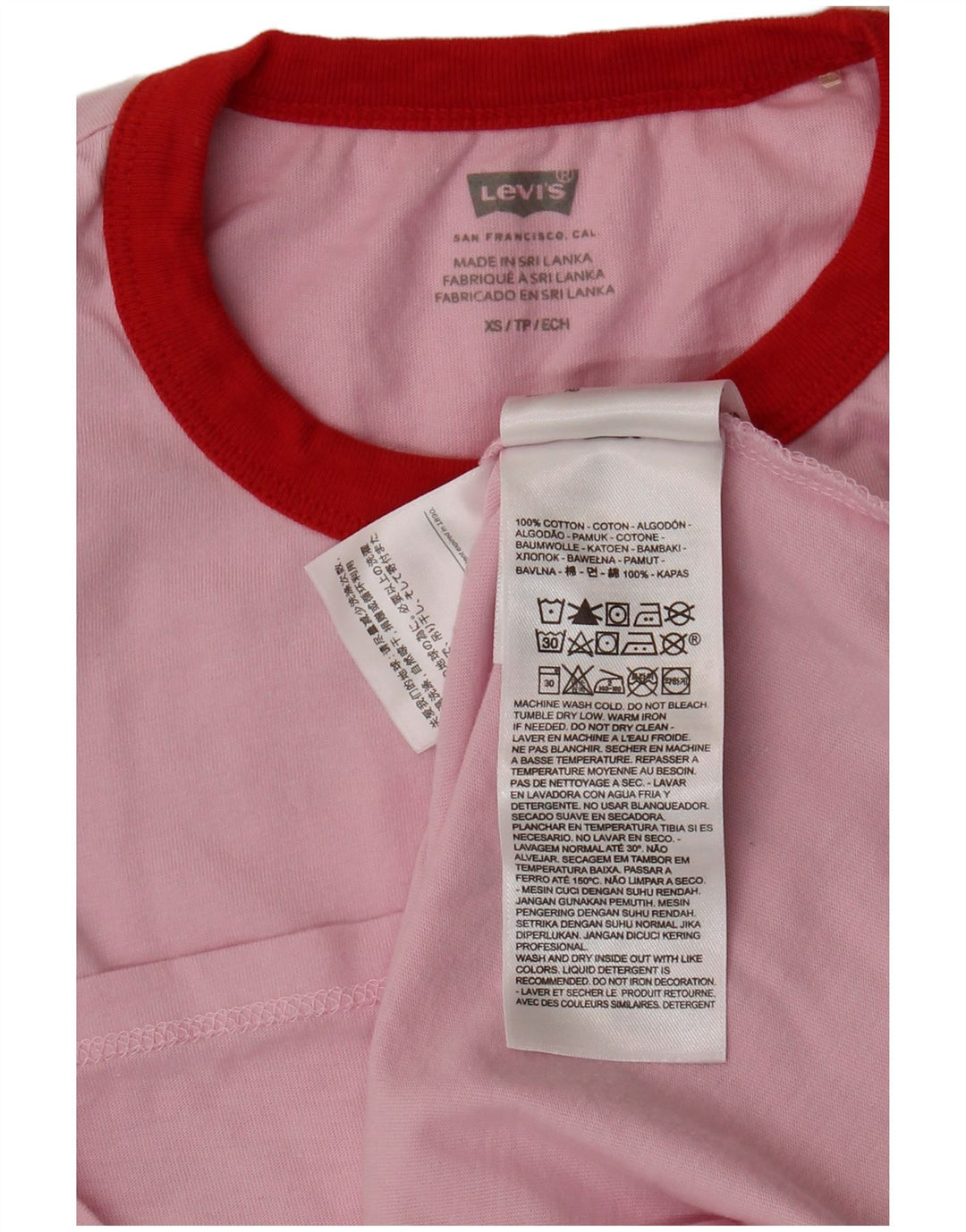 Damska koszulka oversize z grafiką LEVI'S Top UK 6 XS, różowa bawełna