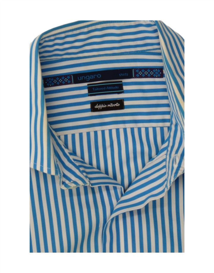 UNGARO Mens Tailored Shirt Medium Blue Striped Vintage Ungaro and Second-Hand Ungaro from Messina Hembry 