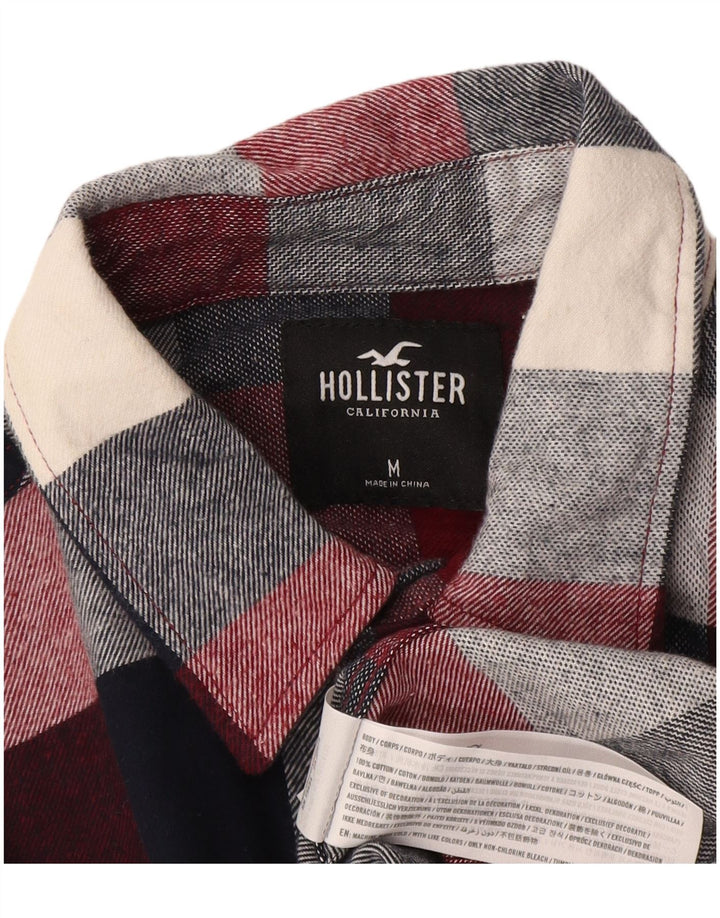 Męska koszula flanelowa Hollister, średnia, bordowa bawełna w kratkę