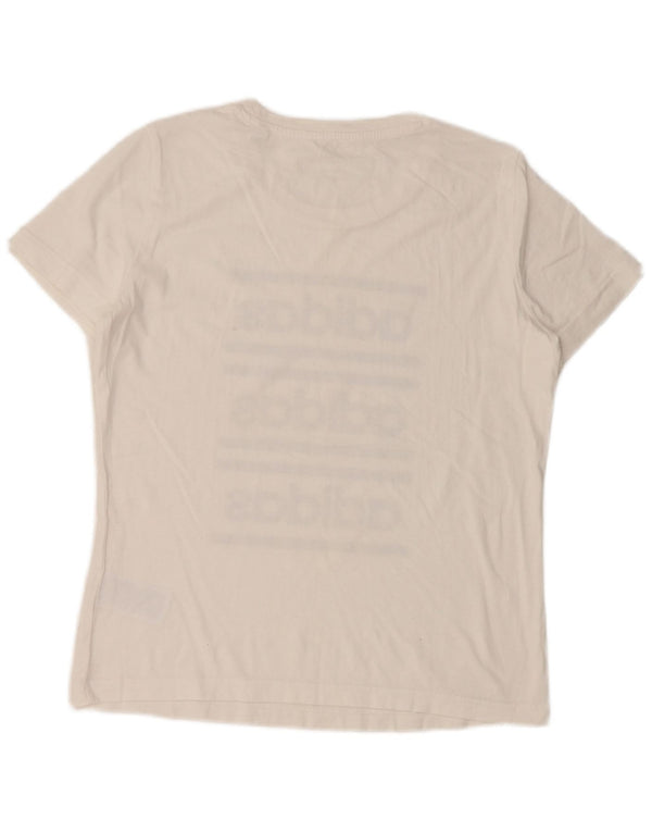 Damska koszulka z grafiką ADIDAS Top UK 16/18, duża, biała bawełna