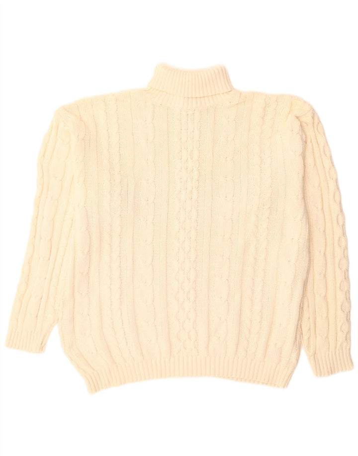 Vintage męski sweter z wywijanym dekoltem, duży, beżowy