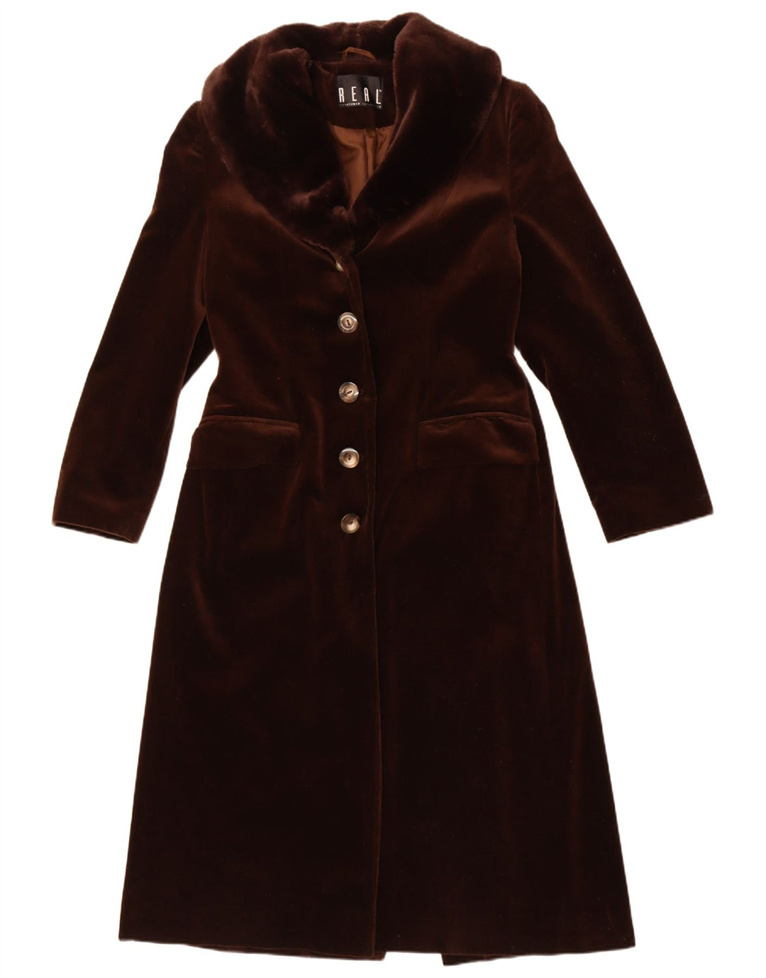 Aksamitny płaszcz damski Vintage UK 10 Small Brown