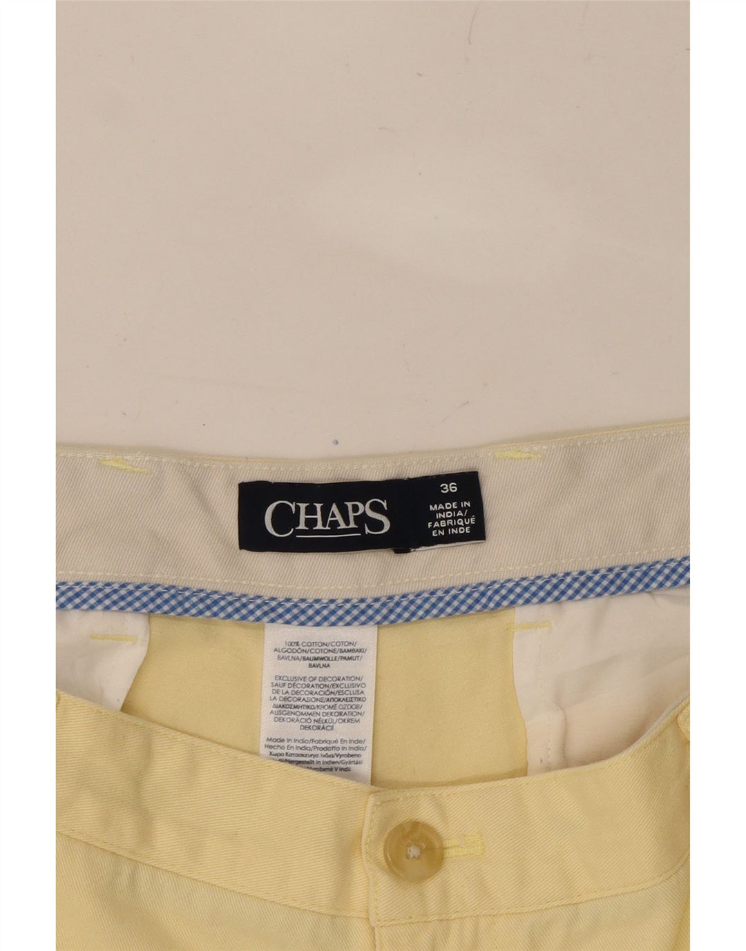 CHAPS Mens Pegged Chino Shorts W36 Large Yellow Cotton Vintage Chaps and Second-Hand Chaps from Messina Hembry 