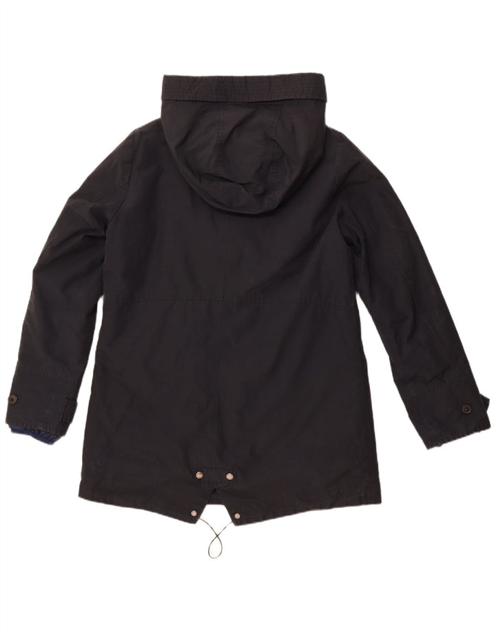 WOOLRICH Womens Hooded Parka Jacket UK 16 Large Navy Blue Cotton