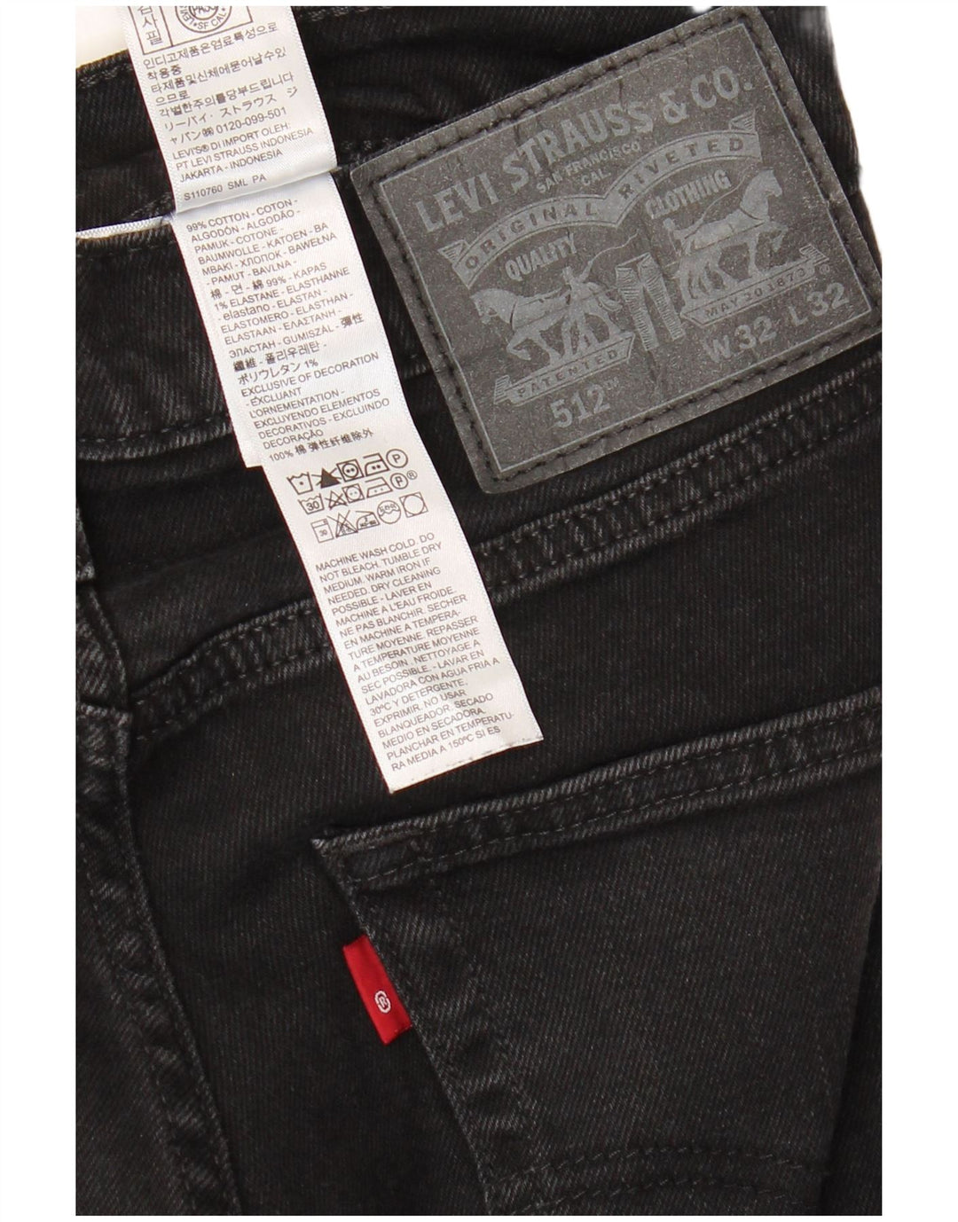 Męskie jeansy LEVI'S 512 Slim Tapered W32 L32 Czarna bawełna