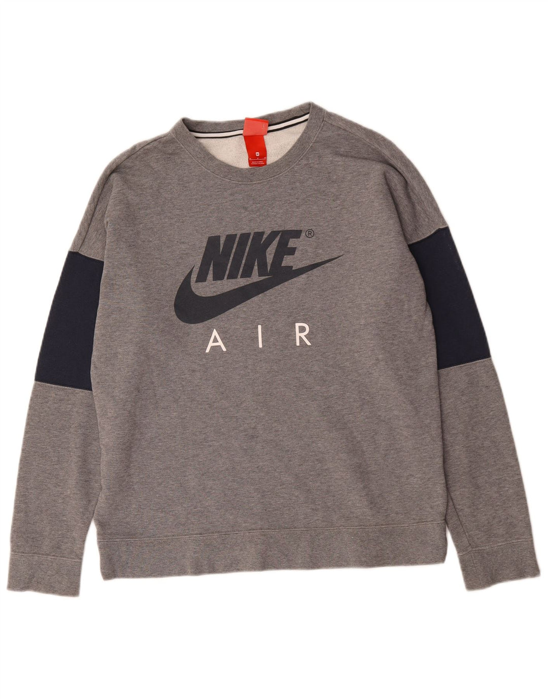 Męska bluza Nike z grafiką, bawełniana, średnioszara, z blokami kolorów