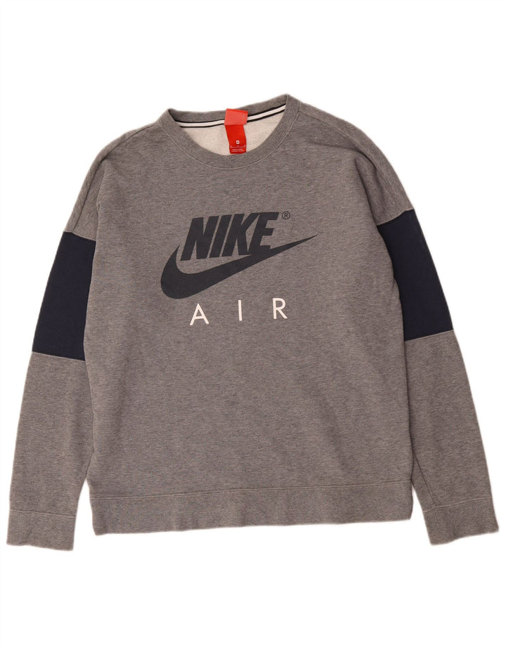 Męska bluza Nike z grafiką, bawełniana, średnioszara, z blokami kolorów