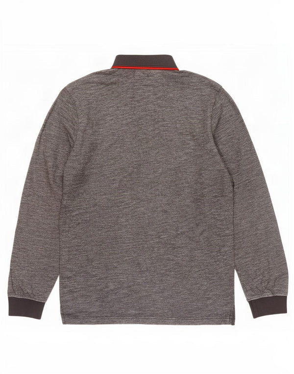 U.S. Polo Assn. Mens Long Sleeve Polo Shirt Small Grey Flecked Cotton