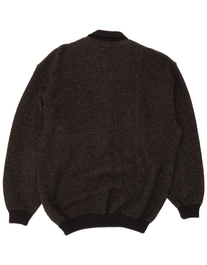 Męski sweter Cobra z golfem IT 52, duży, czarny, argyle/diamentowa wełna