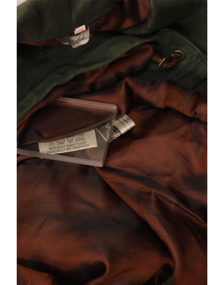 Vintage damski płaszcz skórzany oversize EU 40 średni zielony