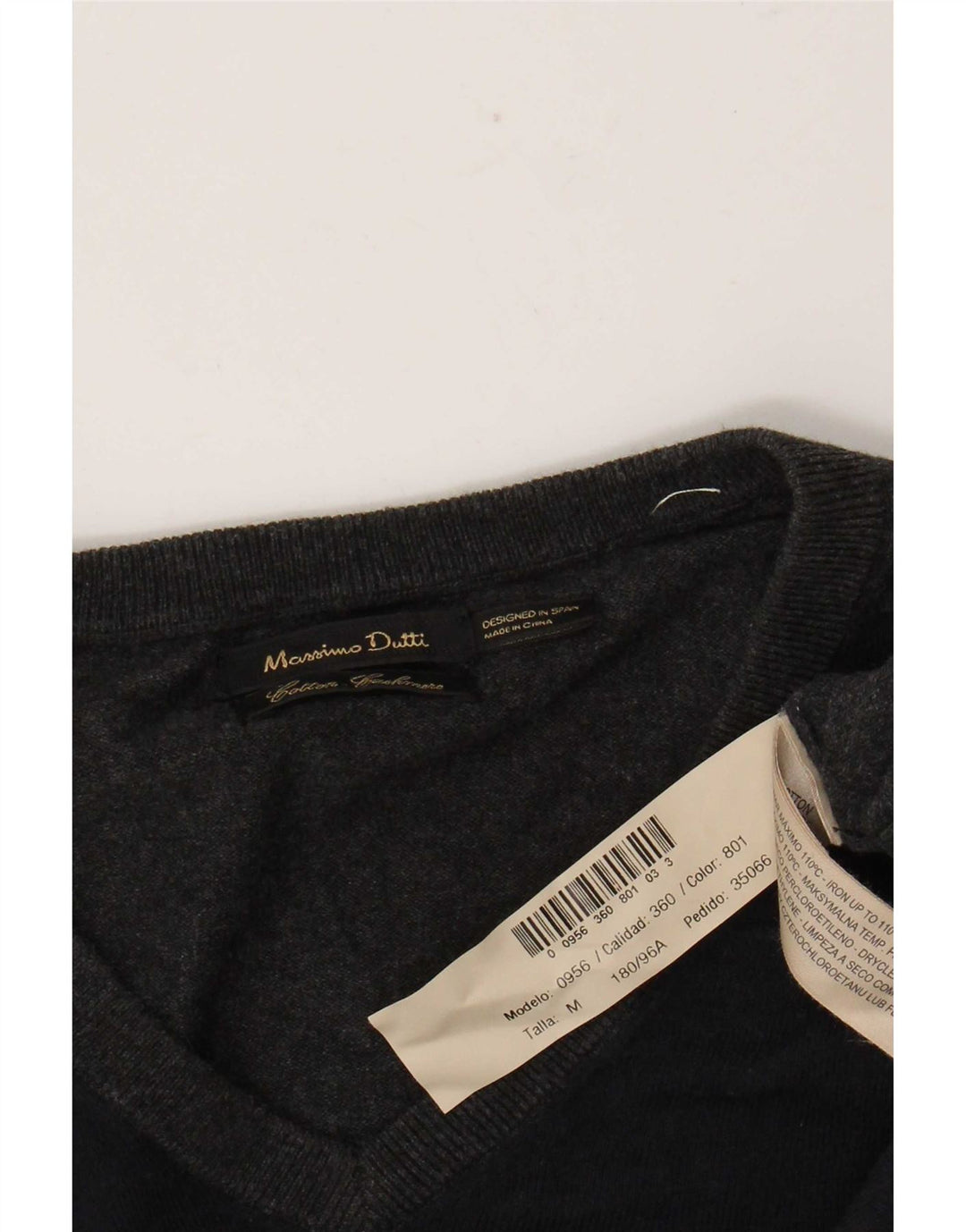 Męski sweter Massimo Dutti z dekoltem w kształcie litery V, bawełniany w kolorze średniej szarości