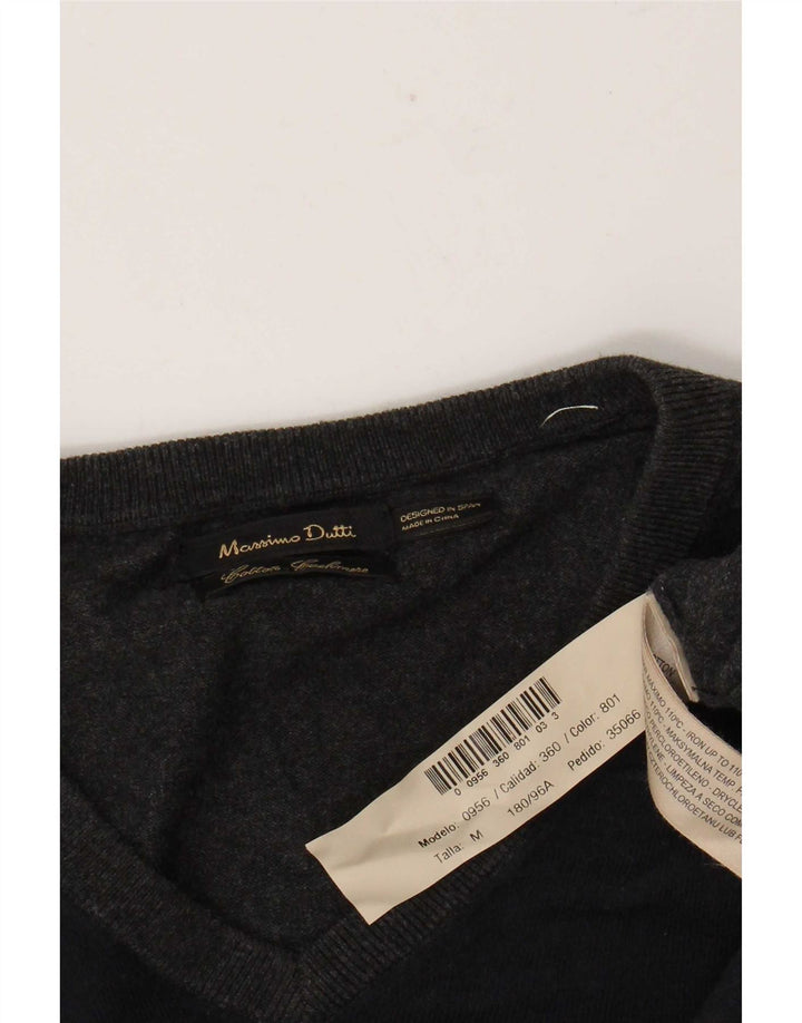 Męski sweter Massimo Dutti z dekoltem w kształcie litery V, bawełniany w kolorze średniej szarości
