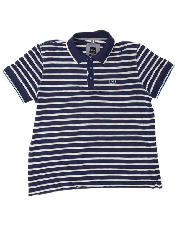 Męska koszulka polo Hugo Boss o regularnym kroju XL, bawełniana w granatowe paski