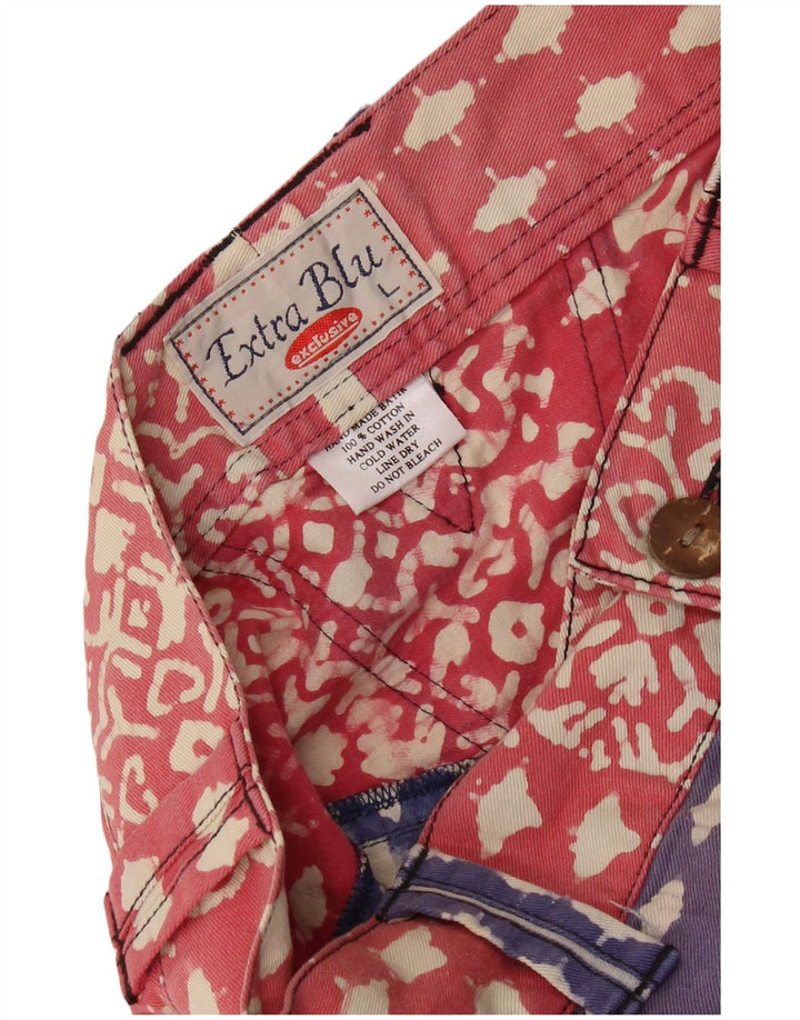 Vintage damska spódnica ołówkowa z abstrakcyjnym wzorem, duża, niebieska bawełna W28