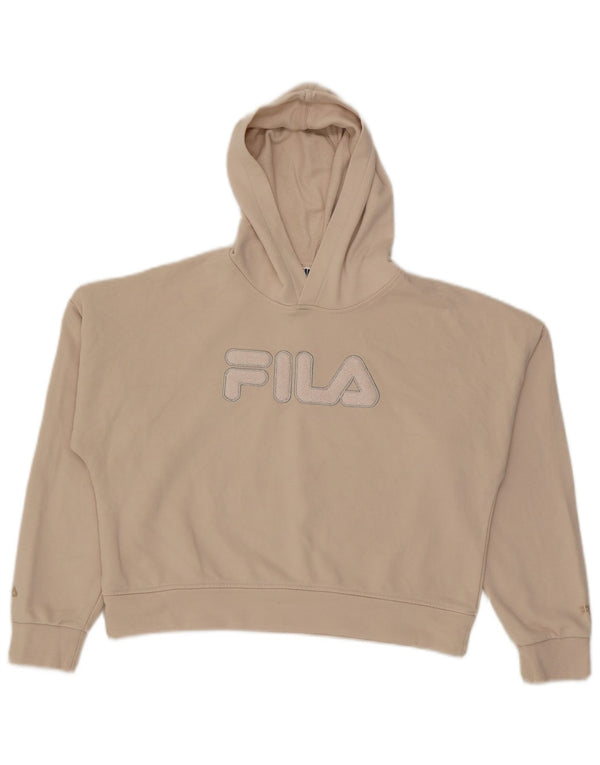 Fila Girls Crop Graphic Hoodie Jumper 13-14 Years Beige Cotton