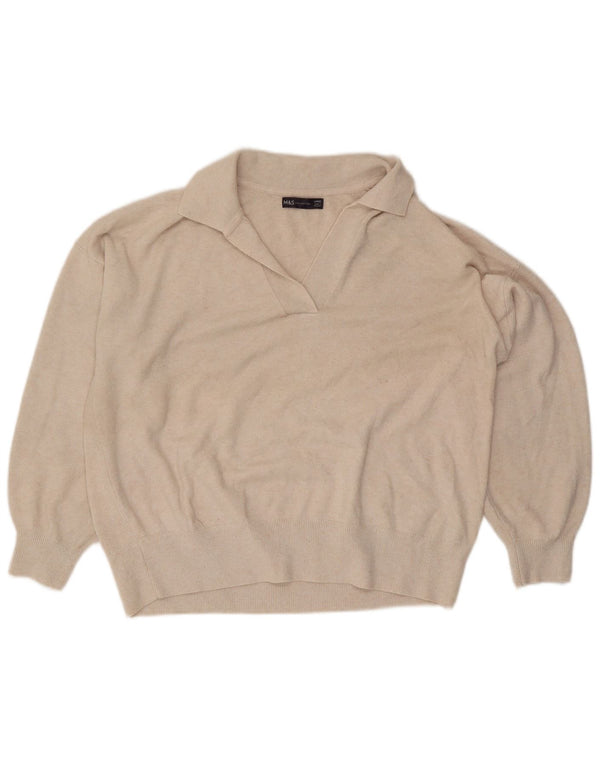Marks & Spencer Damski sweter oversize z golfem UK 16, duży, beżowy