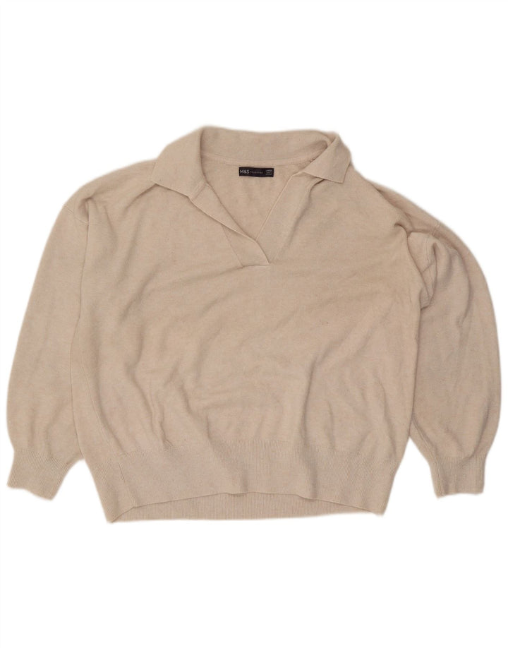 Marks & Spencer Damski sweter oversize z golfem UK 16, duży, beżowy