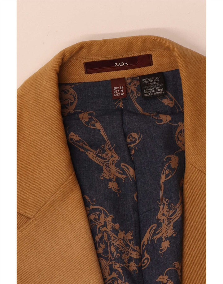 Zara Męska marynarka zapinana na 2 guziki EU 48 Średni brązowy, bawełniany