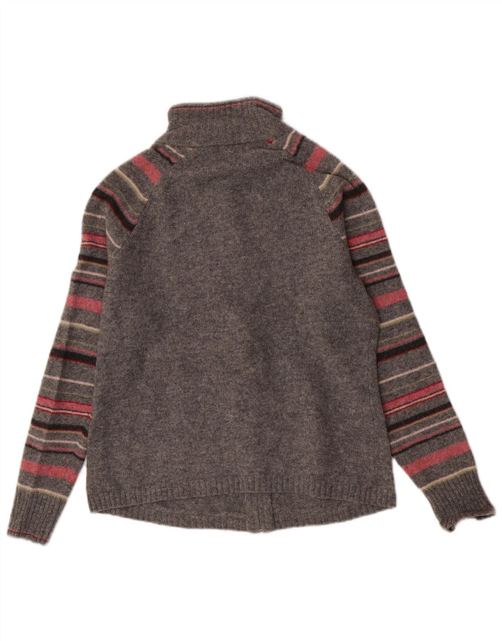 Sweter damski Eddie Bauer UK 12 Średni szary w paski z owczej wełny