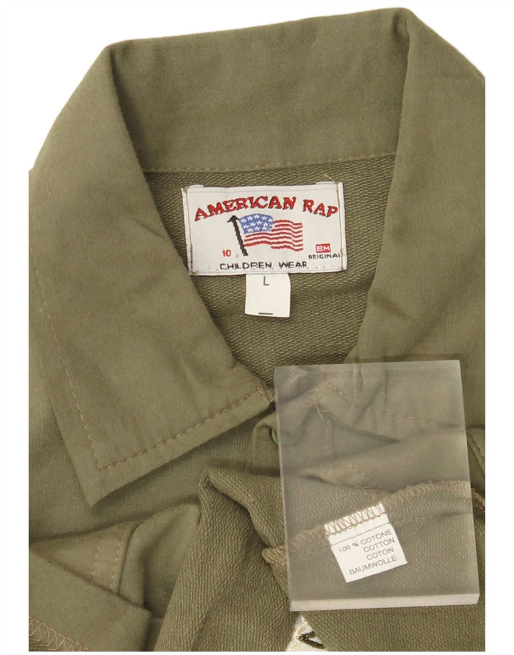 Damska koszula VINTAGE z grafiką US 10, duża, bawełniana khaki