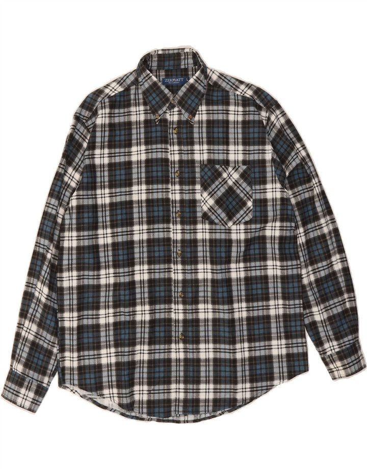 ZERMATT Mens Flannel Shirt Large Blue Check Vintage Zermatt and Second-Hand Zermatt from Messina Hembry 