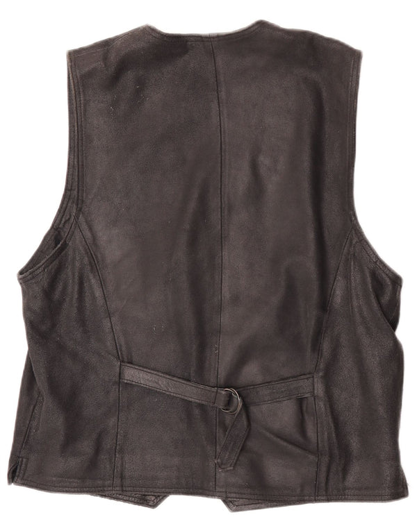 Zamszowa kamizelka męska w stylu vintage IT 48, średnia czarna skóra
