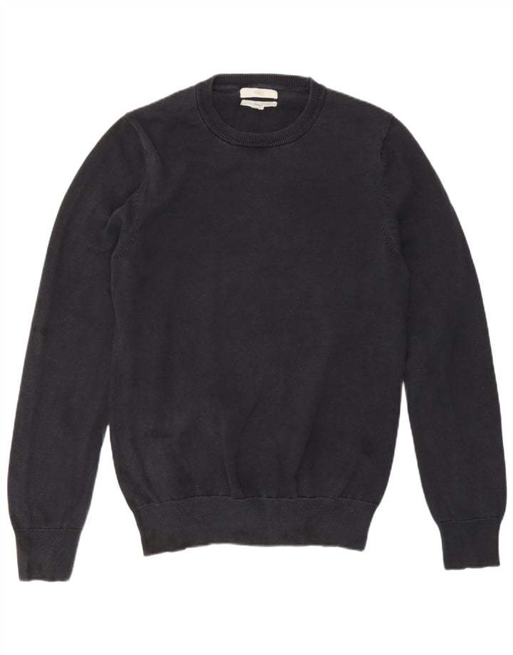 Marks & Spencer Męski sweter z okrągłym dekoltem, mały, granatowy, bawełniany