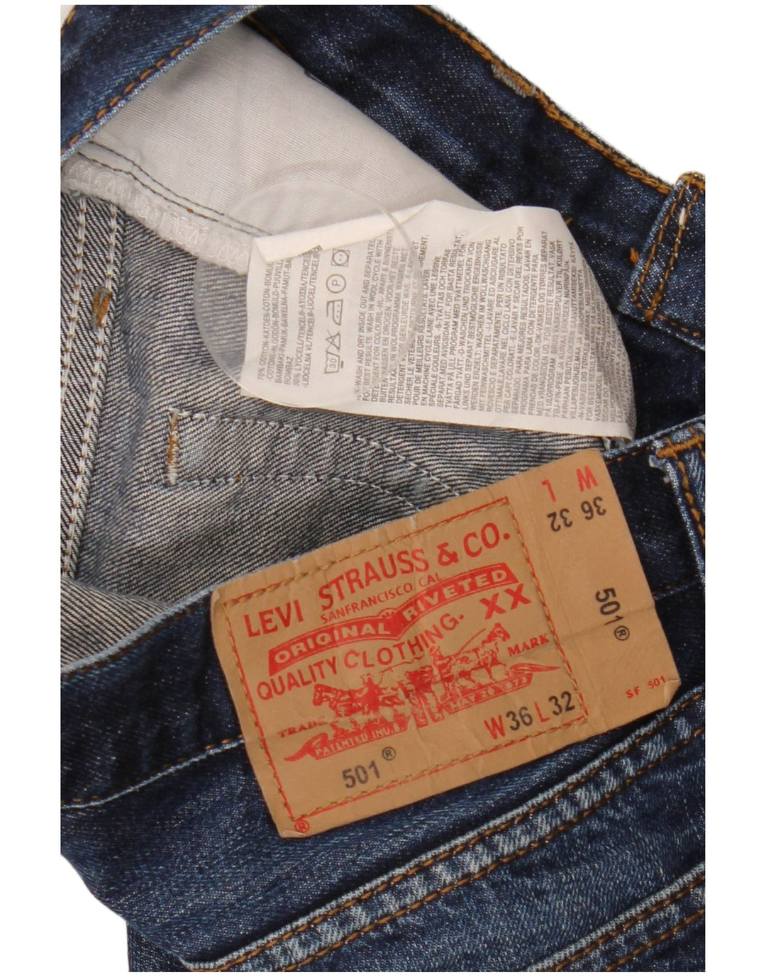 Męskie dżinsy Levi's 501 Straight W36 L32 Niebieskie bawełniane