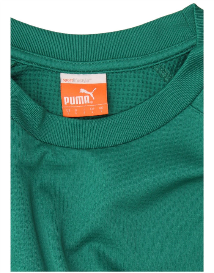 Męski sweter dresowy PUMA, duży, zielony poliester z blokami kolorów